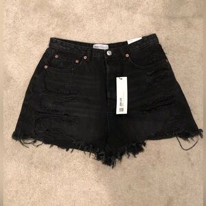 Zara High Rise Denim Shorts - Black